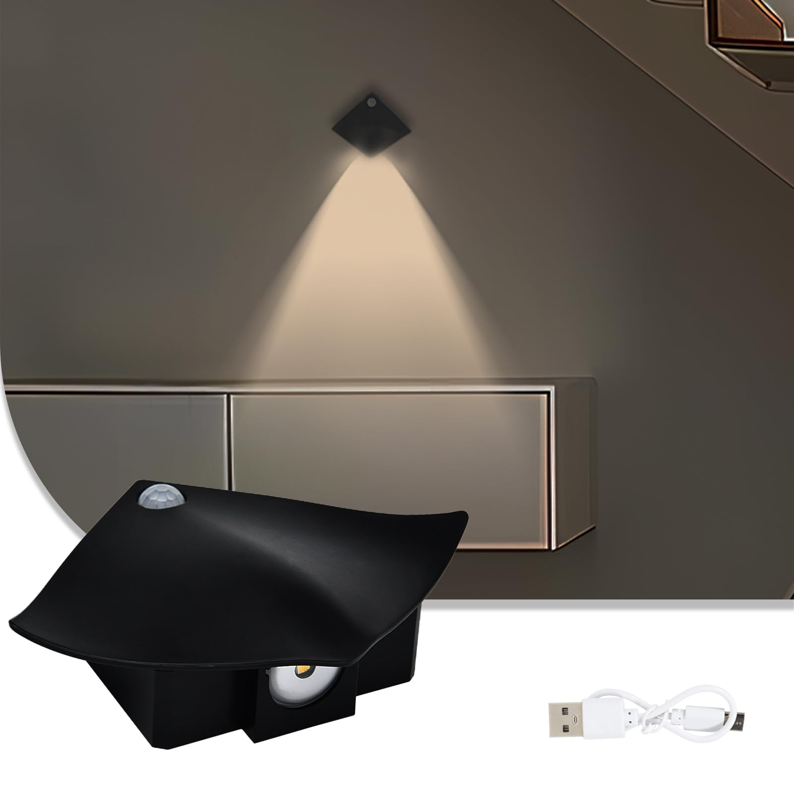 Melofo Motion Sensor Light, 3200K Magnetic Wall Light, Black 1 Pack — image 1