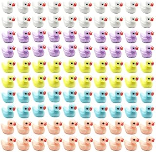LotCow 100 Pcs Mini Resin Slime Charms Duck Miniature Duck Figures Micro Fairy Garden Landscape Aquarium Dollhouse Ornament for Christmas Accessories
