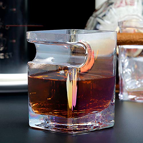 Double Old Fashioned Cigar Glass Cocktail Rock With Built In Cigar Holder - Cigar Cup Whiskey Tumbler