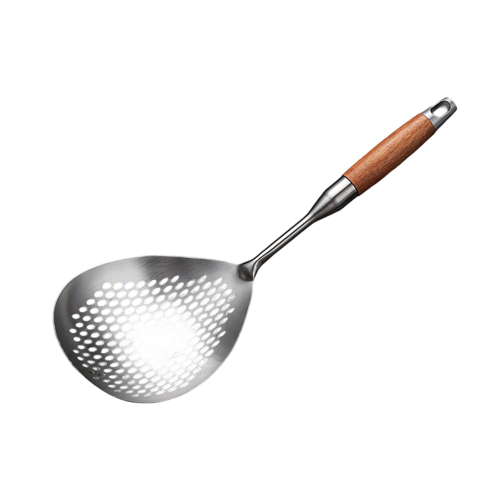 Buxuaaaa Stainless Steel Strainer Ladle for Vegetable Broth Ergonomic Handle Skimmer Household Slotted Spoon Kitchen Utensils