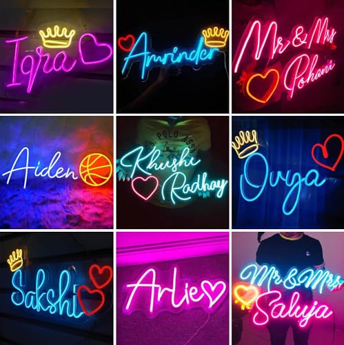 Image of Custom Neon Signs,Personalized Neon Name Sign for Wedding Bedroom Birthday Christmas Party Game Room Home Wall Decor Bar Salon Business Logo Congrats Gifts Led Neon Light Sign (1 Line Text (10 inch-16 inch))