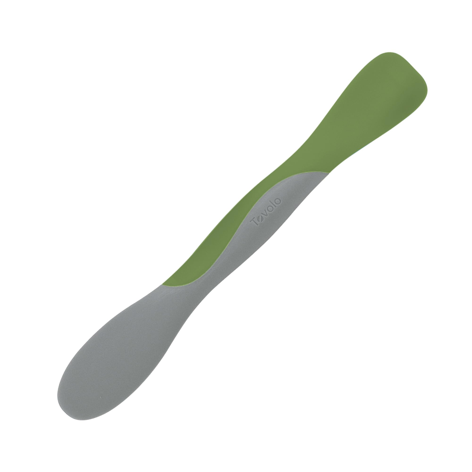 Tovolo Scoop and Spread Large Dual End Silicone Sandwich Spreader Tool with Nylon Handle, BPA Free Dishwasher Safe Silicone and Nylon Tool for Spreading and Scooping, Pesto Green and Oyster Gray