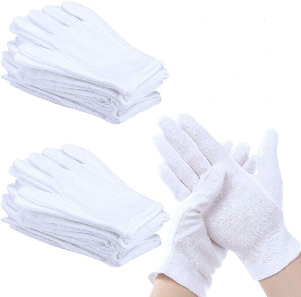 PERFETSELL 6 works White Cotton Gloves - Soft, Reusable, Waiters/Serving Gloves for Coin Jewelry, Silver Inspection & Hand Moisturizing
