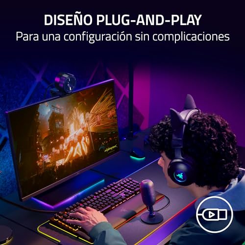 Miniatura 6 de Razer Seiren V3 Mini - Micrófono USB ultracompacto - micrófono de condensador de 14mm (patrón de captación supercardioide, sensor Tap-to-Mute con indicador LED, amortiguador incorporado) Negro