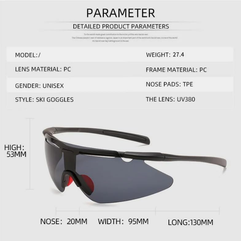 Universal Fit Wraparound UV400 Protected Sports Sunglasses for Men Women Cycling Baseball Riding Tennis Lightweight Goggles - Image 9