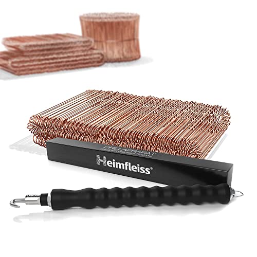 Heimfleiss® Torsadeuse + fil de fer recuit 1,0 x 100-160 mm (250 pcs.) - Set de qualité torsadeuse fil de fer & fil de ligature - Fermeture de fil de fer Fil...
