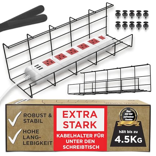 No-Screw Under Desk Cable Management Tray - Self-Adhesive Install...