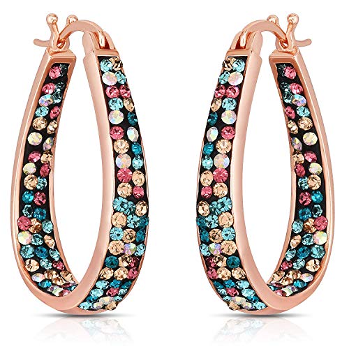 Savlano Inside Out Oval Shape Crystal Hoop Earrings For Women Comes With Savlano Gift Box2