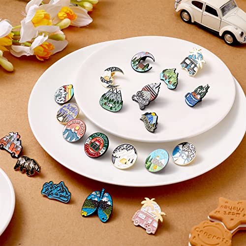 Janinka 20 Pcs Camping Enamel Pins Adventure Outdoors Pins Set Mountain Backpacking Funny Camping Brooch Bulk Nature Button Vintage Lapel Brooch Cute Mini Gift for Women Men Jackets Clothes Cap4