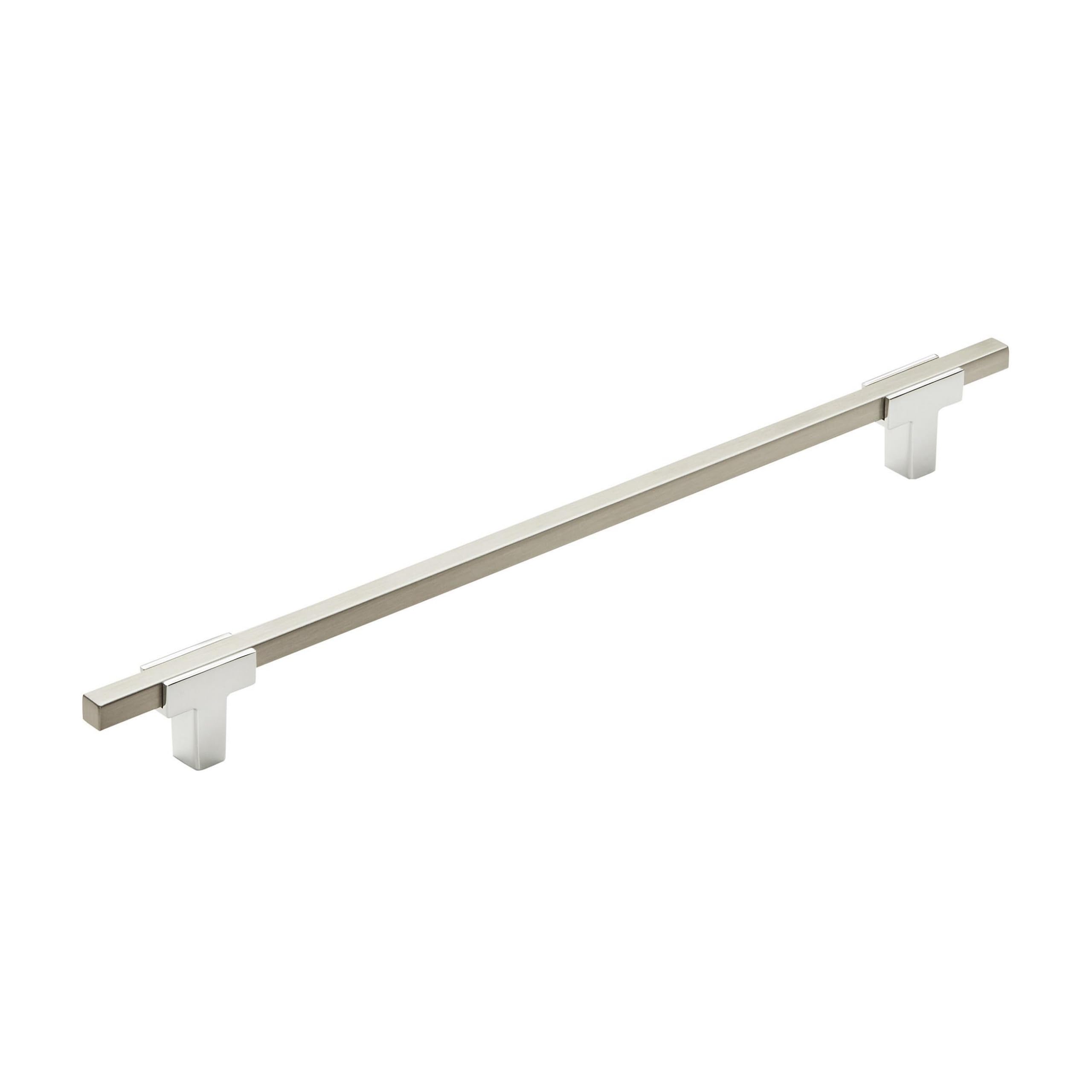 Amerock | Cabinet Pull | Polished Chrome/Satin Nickel | 10-1/16 inch (256 mm) Center to Center | Urbanite | 1 Pack | Drawer Pull | Drawer Handle | Cabinet Hardware