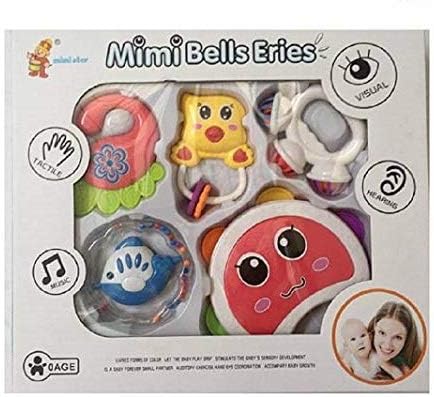 AdiChai Mimi Bells Baby Toddlers Hand Stick RattlesToys for Kids Pack of 5 Rattle Set (Multicolor)