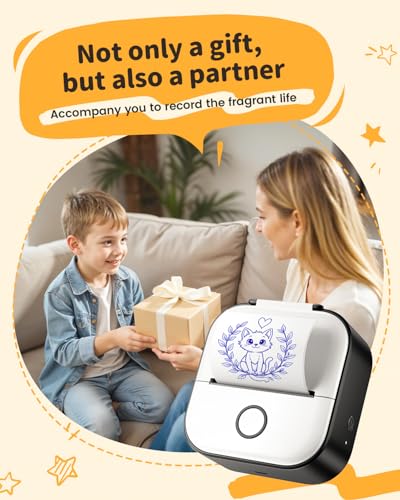 Image of Phomemo Mini Sticker Printer, T02 Print Pods Mini Printer with 3 Rolls Paper Sticker Maker Machine, AI Drawing, Ideal Gift for Kids Teens, Study Notes, DIY Junk Journal, Scrapbook, Label, Black