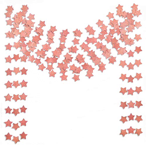 6 Pack Glitter Rose Gold Star Paper Garland Bridal Shower Wedding Bachelorette Party Birthday Party Bunting Banner Hanging Decorations Sparkling Daily Indoor or Outdoor Decorative Supplies (50 Feet)