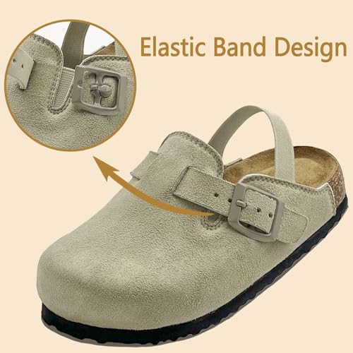 Kids Suede Clogs Boys Girls Sandals Cute Cork Footbed Adjustable Buckle Mules Toddler Slip-on Slippers Indoor Outdoor4
