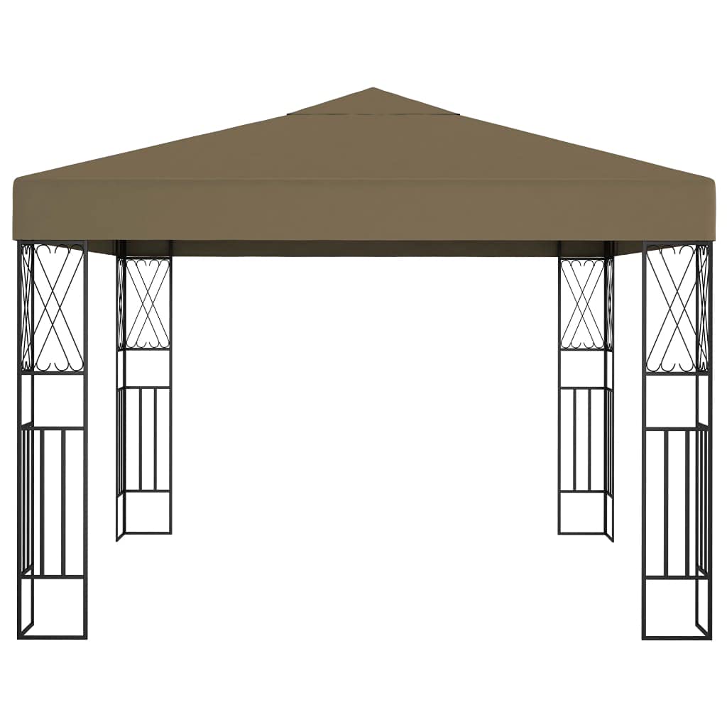 Pawilon ogrodowy, 3 x 3 m, kolor taupe, z łańcuchem świetlnym LED, stalową ramą i materiałem poliestrowym, składany pawilon na taras, balkon, imprezę w ogrodzie, grillowanie, wesele, festiwal