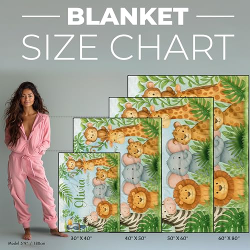 Image of Personalized Baby Blanket with Name, Custom Soft Flanne Blanket for Kisd, Toddlers, Personalized Baby Gifts for Infant Newborn Shower