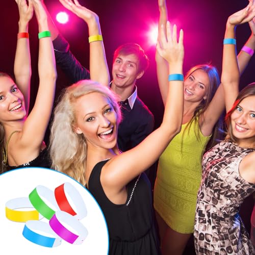 500 Stück Partybänder, Festival Armbänder, Papierarmbänder, Event Handgelenkband, Handgelenk Party Bänder, 19 x 25mm, für Veranstaltungen/Festival/Konzerte und Papierarmband (5 Farben) (5 Farben)