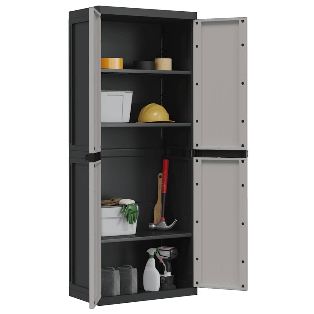 Genérico Armario de almacenaje Exterior PP Gris y Negro 65x37x165 cm,Mobiliario,Armarios y Almacenamiento,Taquillas y armarios de Almacenamiento,364201