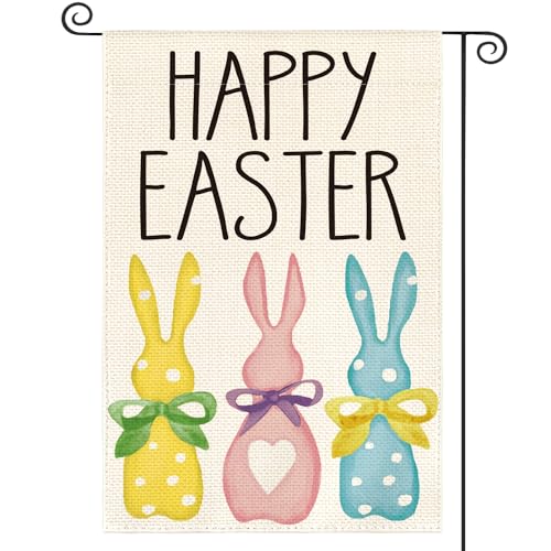 Drapeau de jardin Happy Easter AVOIN colorlife 30x45 cm double face