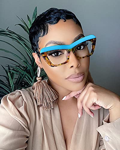 Voogueme Thick Turquoise Cat Eye Frame Blue Light Glasses For Women Block Uv Anti Eyestrain Eyewear Dusica Gwa716339-01 #TOP2