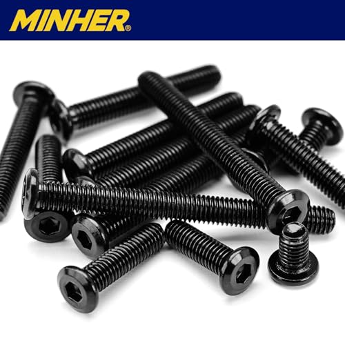 10 Sätze M6 x 55mm Flachkopfschrauben Flachkopf-Innensechskantschrauben, A2 V2A Edelstahl Schwarzes Oxid, Sechskantschrauben für Möbel, Möbelschrauben,mit Hex Key