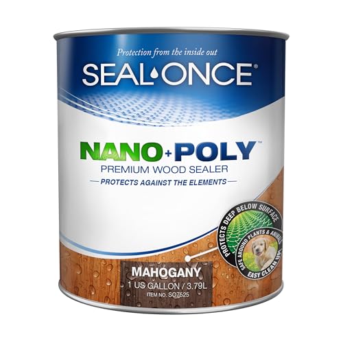 Image of Seal-Once Nano+Poly Wood Sealer and Waterproofer, Mahogany, 1 Gallon | With Polyurethane, Premium Waterproof Sealant