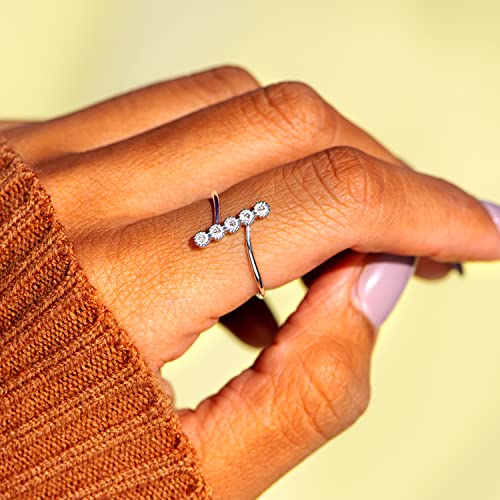STORYJEWELLERY Dainty Dots Ring for Women, Sterling Silver Cubic Zirconia Cute Rings for Women and for Girls, Inspirational Birthday Christmas Gifts for Women4