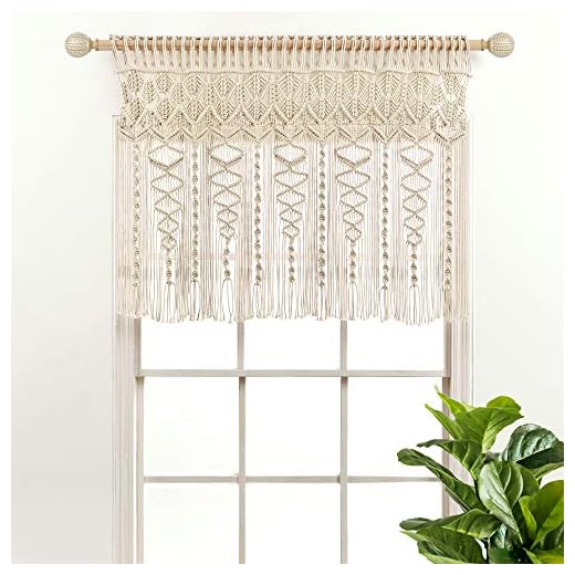 Lush Decor Boho Macrame Textured Cotton Valance/Kitchen Curtain/Wall Decor, 30" L x 40" W, Neutral