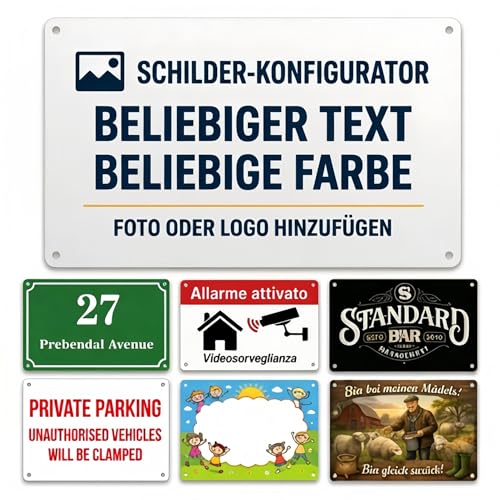 Individuelles Aluminiumschild personalisiertes Außenschild mit Ihrem Text Logo oder Bild Warnungs- & Verbotsschild 15 x 20 cm / 20 x 30 cm / 30 x 40 cm