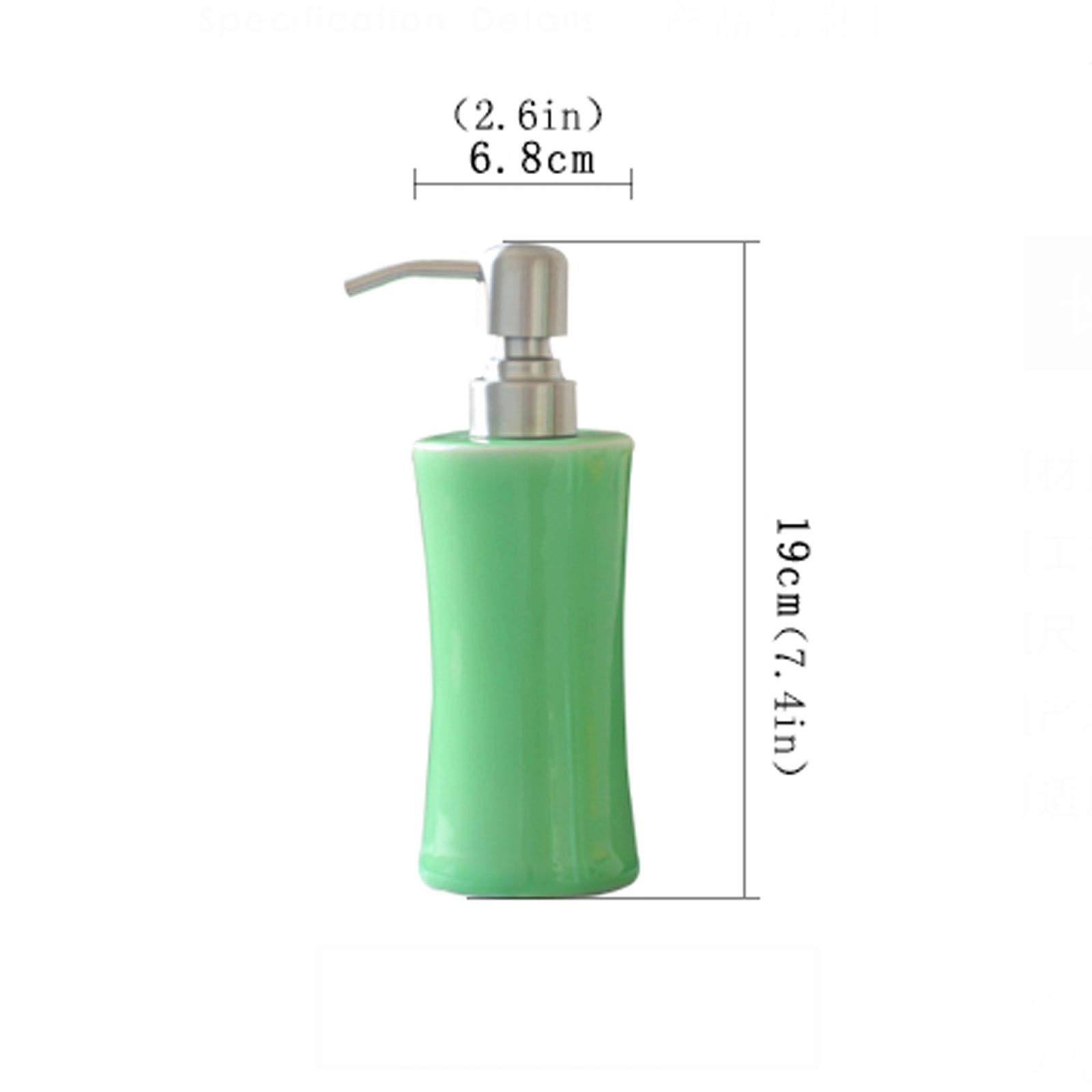 Dispensador de jabón de baño de cerámica, Botella Recargable para lavavajillas líquido y champú con Soporte de Acero Inoxidable Cepillado, Ideal para encimera de Cocina (Color: