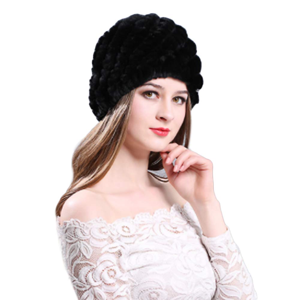 ITODAWomen's Faux Fur Hat Russian Cossack Hat Winter Warm Crochet Knitted Beanie Ladies Soft Fashion Hat