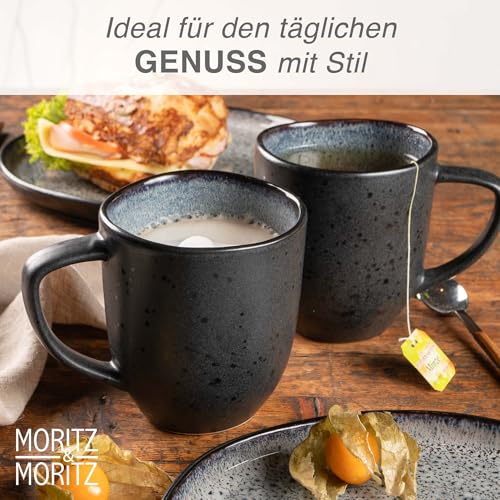 Moritz & Moritz Kaffeetassen 6er Set - Kaffeebecher Set Grau aus robustem Steingut mit einzigartigem Farbverlauf - Spülmaschinengeeignetes Tassenset - Serie Organic – Bild 5