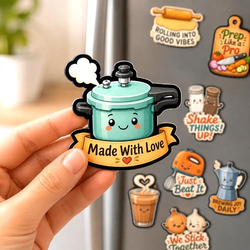 Image of Regalo Casila Kitchen Fridge Magnets Set of 10 Cute Cooking Theme Refrigerator Magnets Strong Magnetic PVC Fridge Stickers for Kitchen Decor Home Office Gift Decorative Magnets