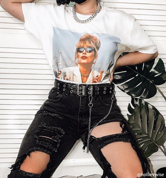 T-shirt blanc Absolutely Fabulous Patsy avec sérigraphie haute définition - 3