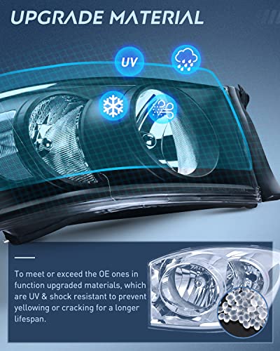 Image of Nilight 2007 2008 2009 Dodge Ram Headlight Assembly 2 Pack Compatible with 2006-2008 Dodge Ram 1500 2006-2009 Dodge Ram 2500 3500 Headlamp Replacement Driver and Passenger Side