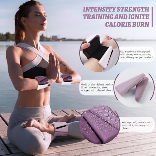 Image of BECOJADDE Ankle Weights for Women Wrist Weights Set of 2 (1 lb /2 lb Each) Adjustable Arm Leg Weight for Womens Men Suitable for Walking Swimming Running Pilates Yoga Gym