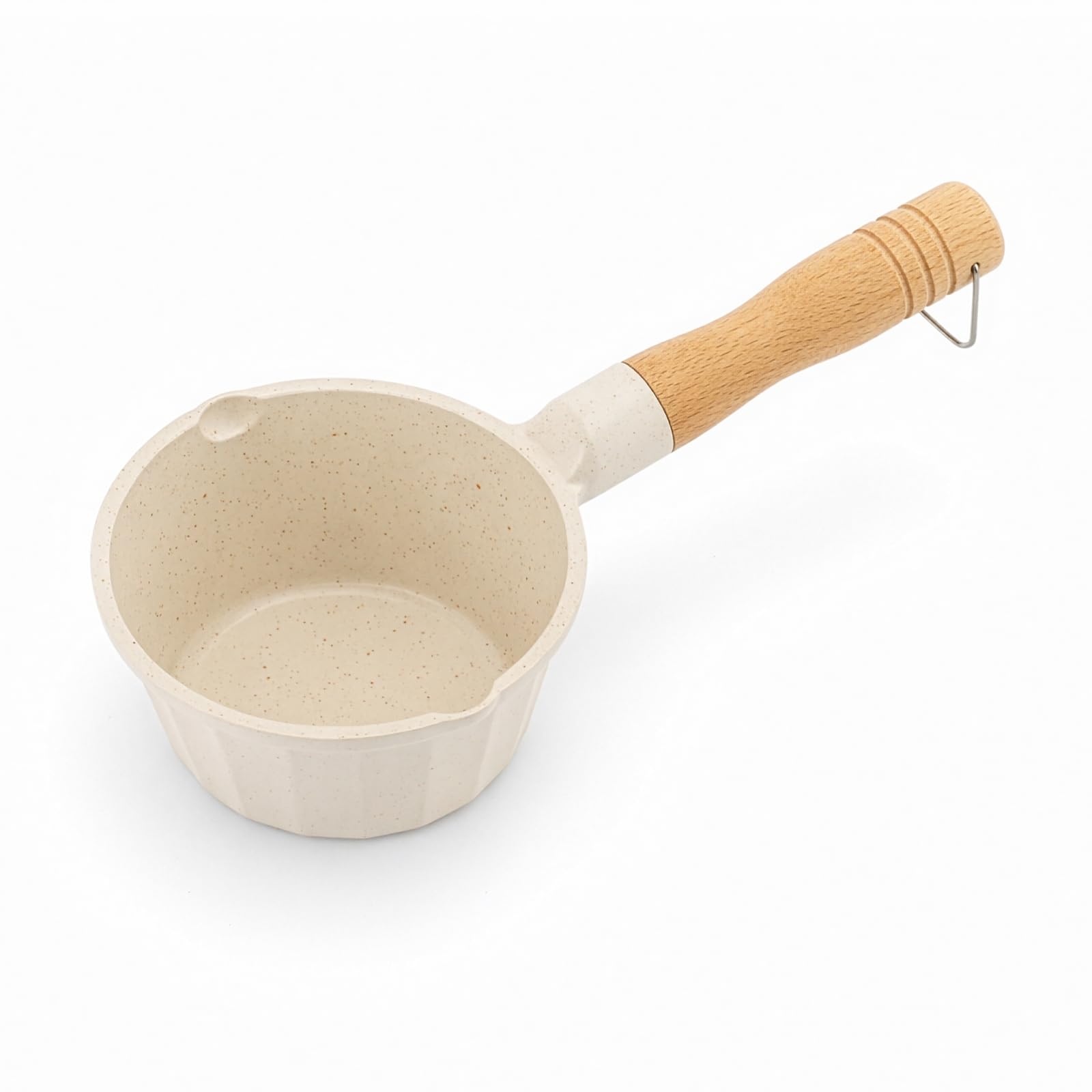 GREENSAPPIRE Cast Iron Melting Pot, Mini Cast Iron Basting Pot with Wooden Handle Nonstick Baking Pan Saucepan for Butter Oil Milk Candy Chocolate (White)