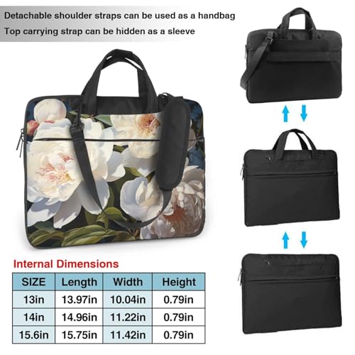 Maletín para laptop blanco peonía para hombre y mujer miniatura 2