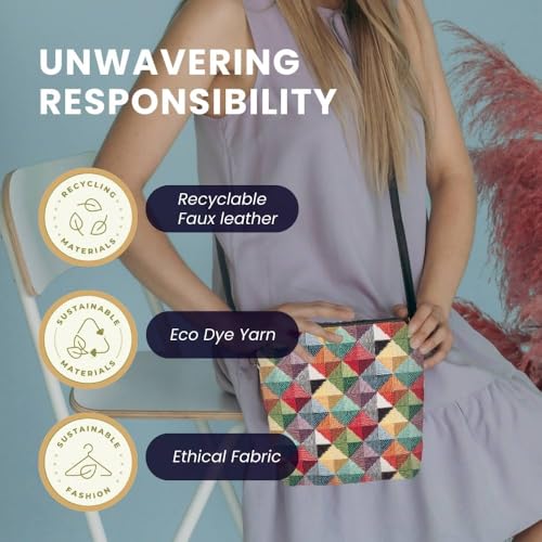 Signare Tapestry Small Crossbody Bag Sling Bag for Women with Multicolored Triangle Design (SLING-MTRI)4
