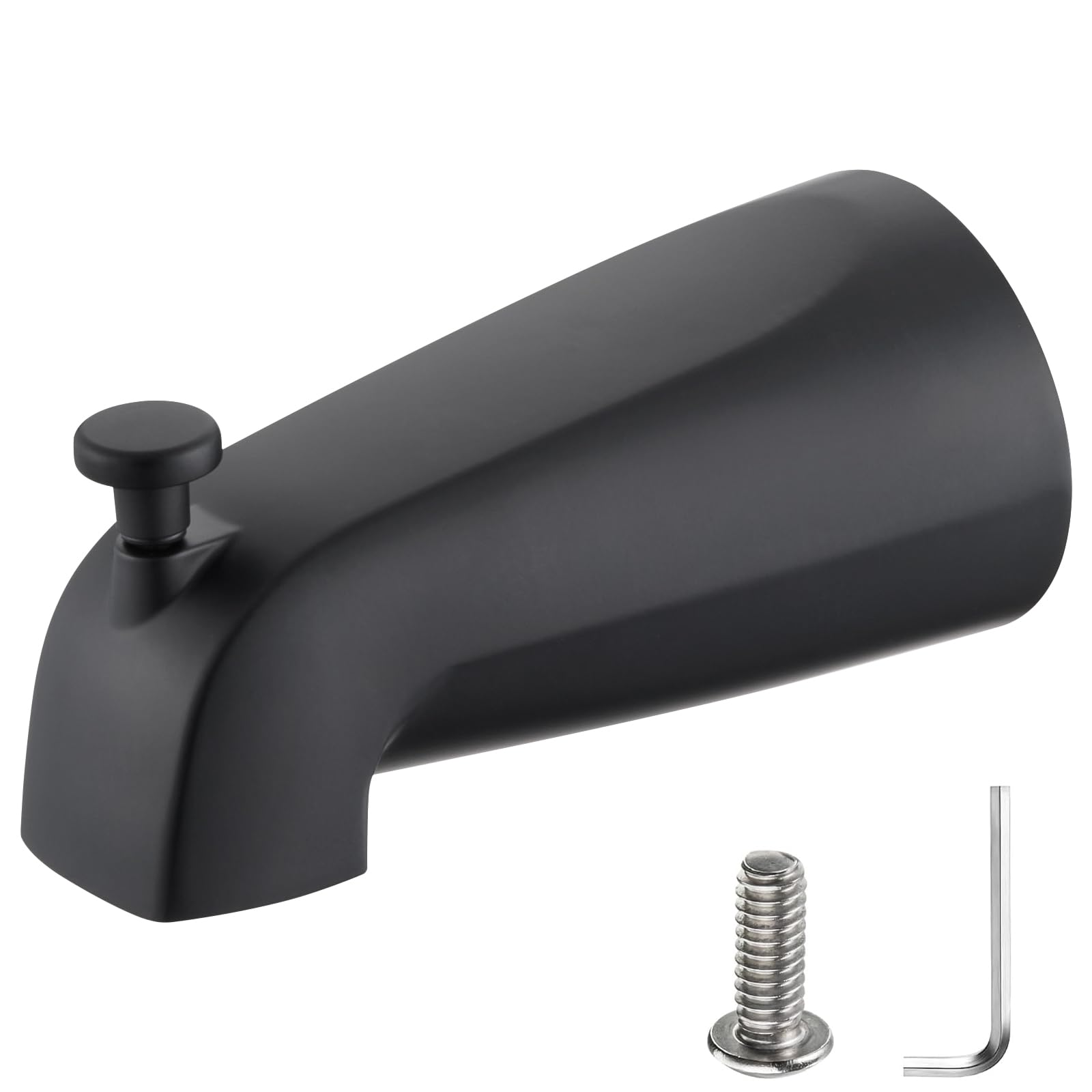 slip-on tub spout with diverter, compatible with 1/2 inch copper tube fit, bathroom bathtub spout 1-pack (matte black)