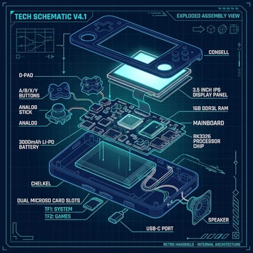 R36H Retro Handheld Game Console 3.5 Inch IPS Screen, 64GB Portable Linux Gaming Player with 15000+ Built-in Classic Games, 11+ Emulators, TV Output, Mini Arcade Video Console (Blue) 4 51NZ BHJuAL