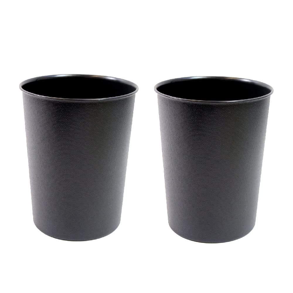 JVL Quality Vibrance Black Lightweight Plastic Waste Paper Basket Bin, Set of 2
