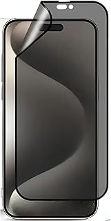 واقي شاشة بلاستيكي غير لامع للخصوصية مضاد للصدمات مع اطار اسود (مضاد للبصمات، فتح بصمة الاصبع غير مدعوم) متوافق مع ايفون 15 برو ماكس