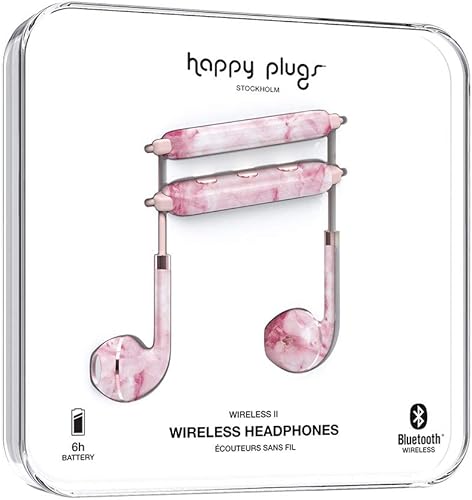 Happy Plugs Cuffie wireless Bluetooth con telecomando microfono colore Rosa marmo Happy Plugs Cuffie wireless Bluetooth con telecomando microfono colore Rosa marmo