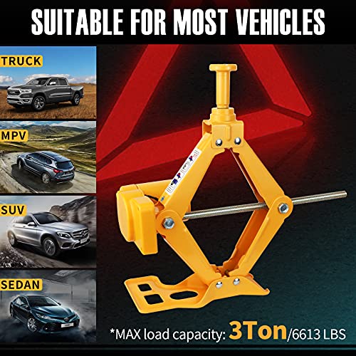 Image of E-HEELP Electric Scissor Car Jack Kit 3 Ton 12V with Impact Wrench, 6600 lb