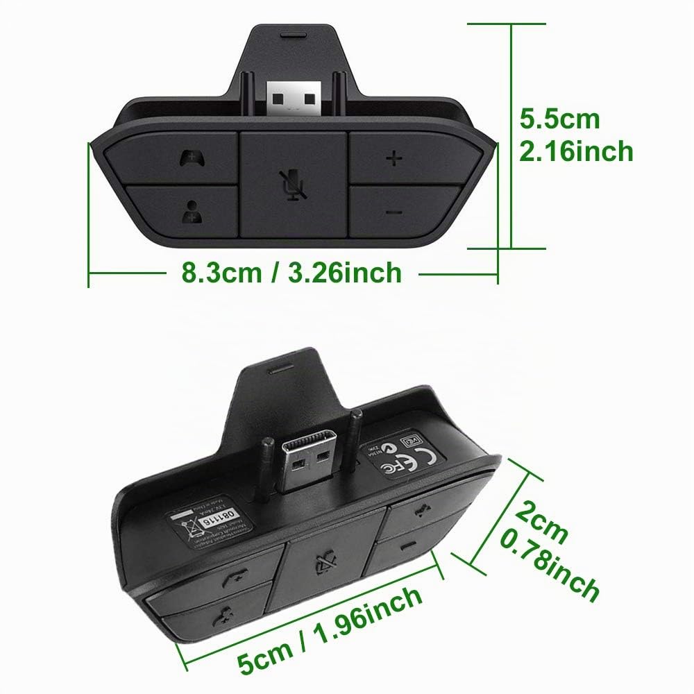 Stereo Headset Adapter für Xbox One, Series X|S und Elite Controller - Kopfhörer Audio Konverter für Sprachchat & Game Sound Mix, Mikrofonüberwachung und Lautstärkeregler