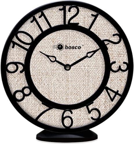 Image of Bosco Modern Non Ticking Silent, with Black Decorative Frame, 20 CM Table Cum Round Wall Clock for Home, Living Room, Bedroom, Office and Kitchen | BWC-1207