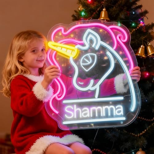Custom Name Neon Sign Personalized Unicorn Led Neon Light Customizable Colorful Unicorn Night Lights for Girls Room Bedroom Gifts for Christmas Birthday