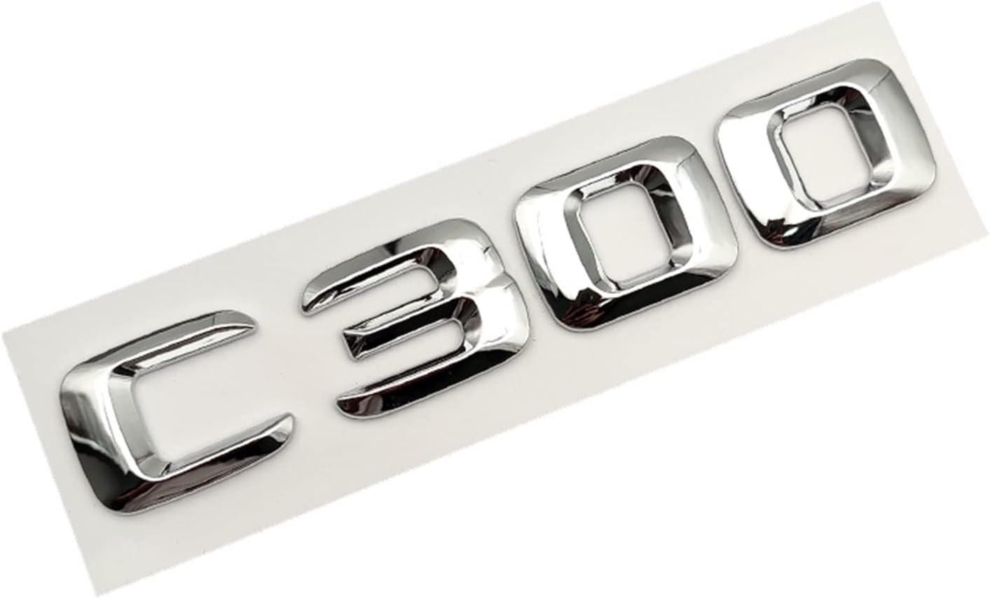 3D ABS Chrome Letters Car Rear Trunk Emblem Badge Sticker C43 C180 C200 C220 C300 C350 Logo Fit For Mercedes W205 W204 Accessories Car Stickers (Color : C300)