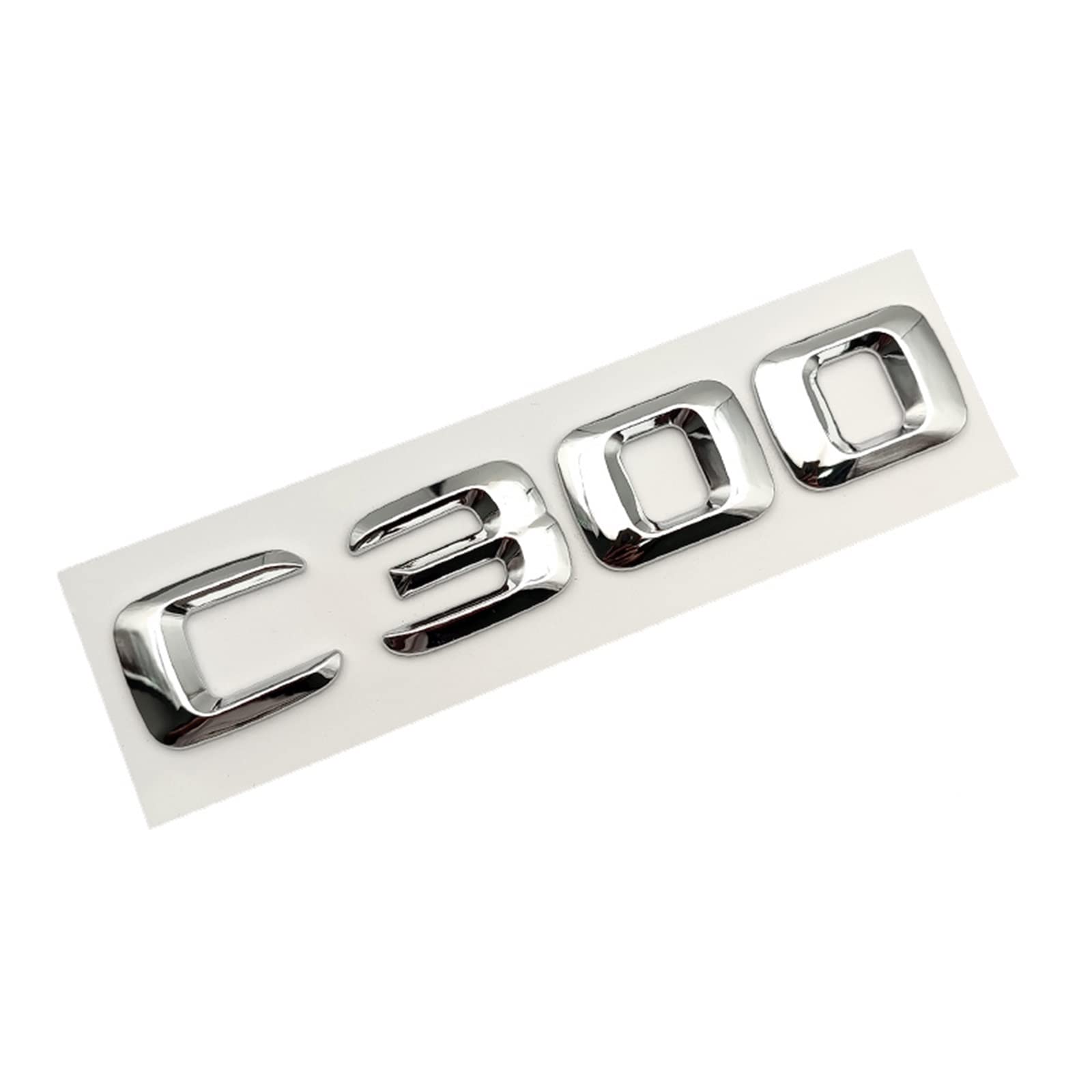 SCHAAN 3D ABS Chrome Letters Car Rear Trunk Emblem Badge Sticker C43 C180 C200 C220 C300 C350 Logo Fit For Mercedes W205 W204 Accessories Car Stickers (Color : C300)